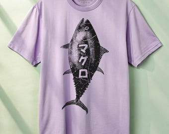 Outdoors Shirt, Fisherman Tshirt, fishing Tuna, T-Shirt, Bluefin Tuna - Man sizes -  Hand Screenprinted