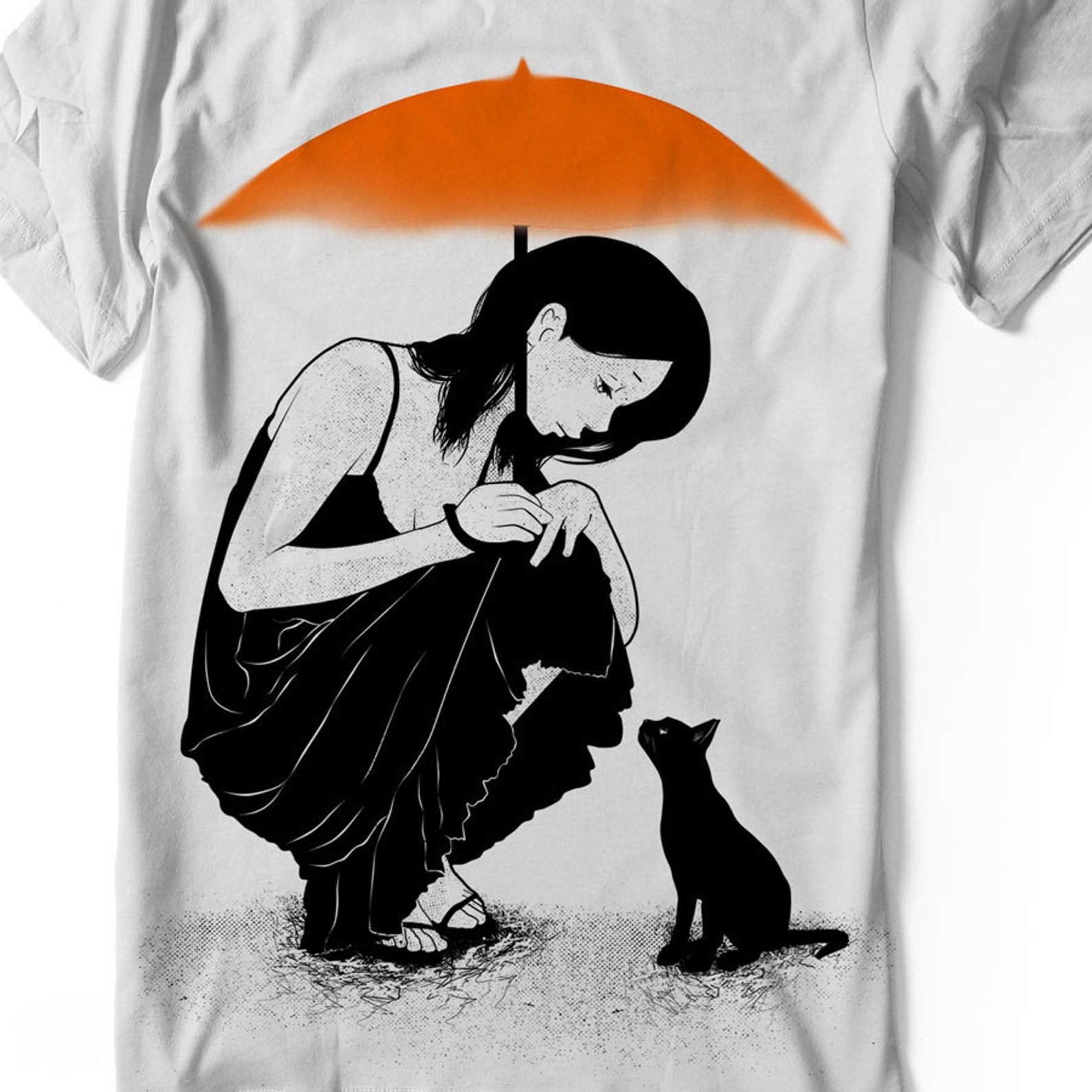 Anime Shirt Girl Cat shirt Japanese Manga Neko Sad Kawaii cute Etsy