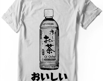 Oi Ocha T-Shirt - Japanese Green Tea tee shirt ito en screentones manga hiragana kanji - Unisex sizes-  Hand Screenprinted