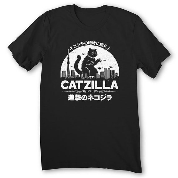 Japanese Catzilla Shirt Cat Retro Japanese Funny Cat Tshirt Cat