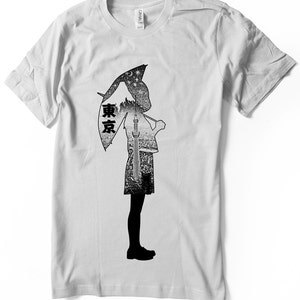 Japan tshirt, japanese shirt, tokyo  shirt, anime girl shirt, aesthetics Men - Women sizes -  Hand Screenprinted