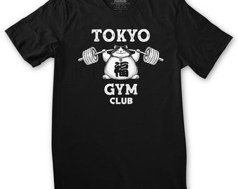 Cat T-shirt Gym Tokyo Japan Japanese T Shirt Bodybuilding Fitness