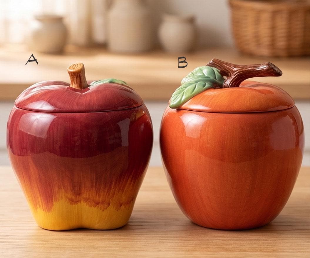 クッキージャー 木製 アンティーク　赤 Vintage Wood Cookie Jar - Etsy