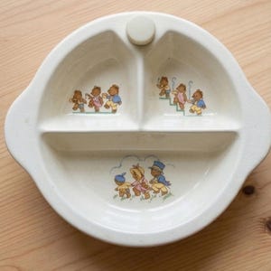 Vintage Excello Child’s Sectioned Warming Plate – Adorable Bears Motif