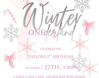 Winter ONEderland birthday invite