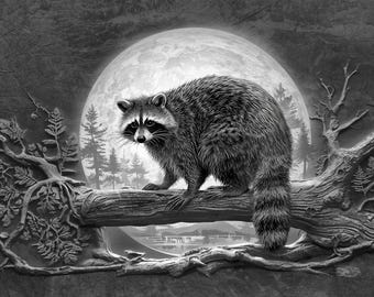 3D Raccoon Wildlife Scene JPG Laser Engraving File Bundle