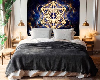 Arazzo da parete del cubo di Metatron • Arte energetica della geometria spirituale