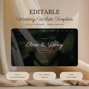 Romantic Vintage Wedding Website Template: Editable Green Lace Design