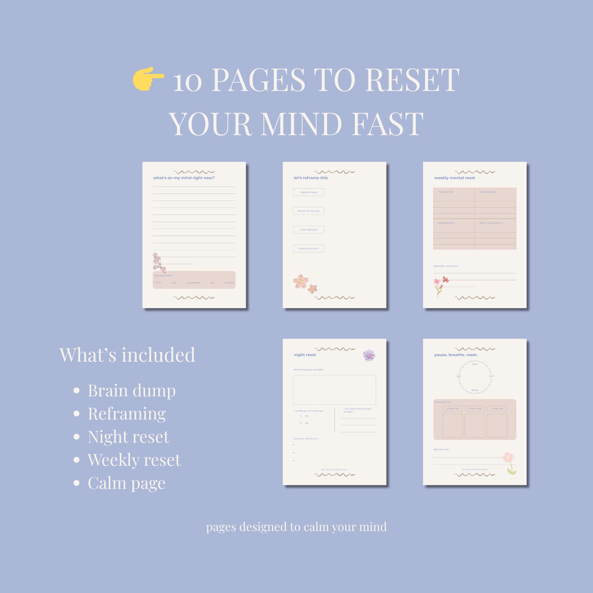 Overthinking Reset Bundle Printable | Anxiety Relief Journal | Mind ...