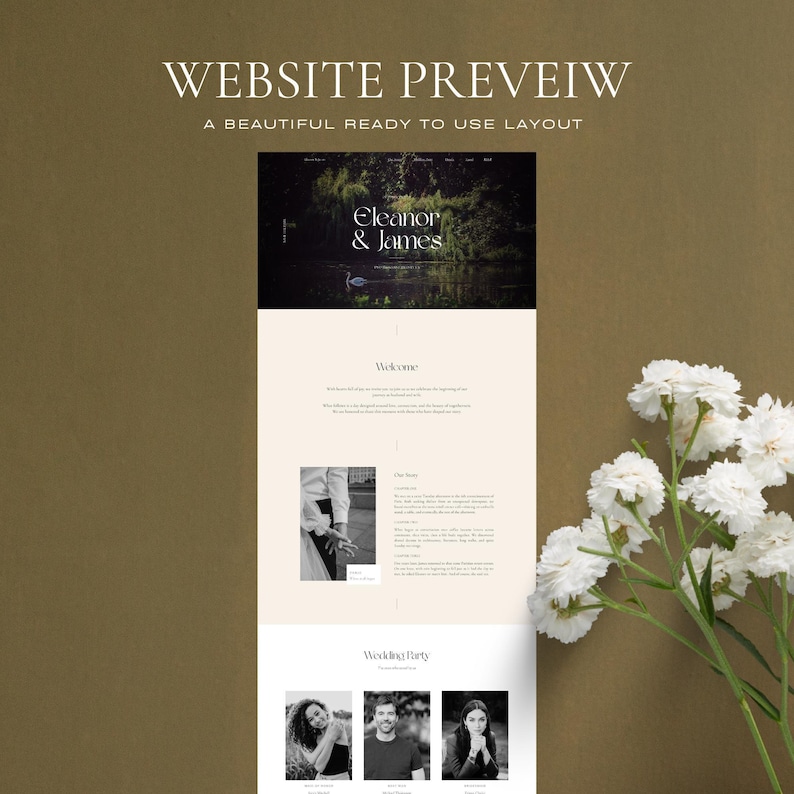 Editable Wedding Website Template - Elegant, Neutral, Romantic Design ...