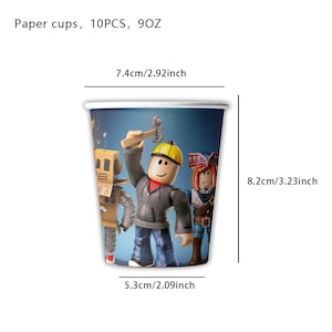 Puede incluir: Vasos de papel con un dise&ntilde;o colorido con personajes de dibujos animados. Los vasos miden 8,2 cm de alto, 7,4 cm de ancho y 5,3 cm en la base. Los vasos est&aacute;n dise&ntilde;ados para bebidas.