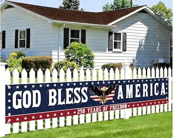 USA 250th Anniversary Banner: Semiquincentennial 1776-2026 Outdoor Fence Decor