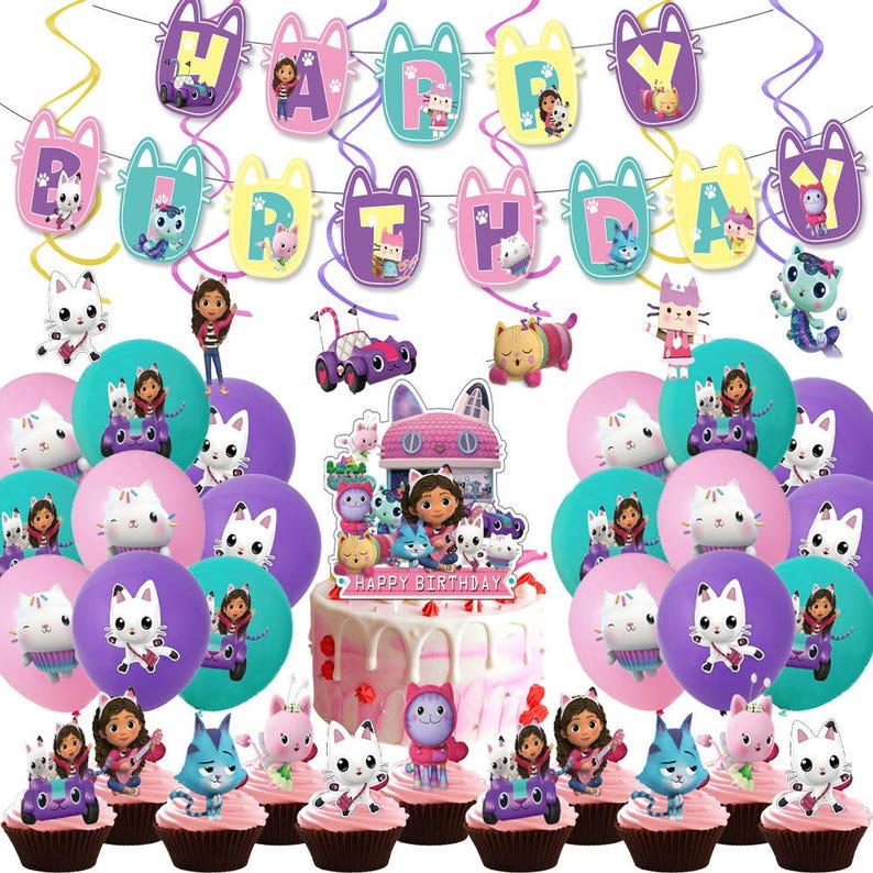 Gabby s Dollhouse Birthday Party Decoration Bundle Banner Balloons gabby-s-dollhouse-birthday-party-decoration-bundle-banner-balloons