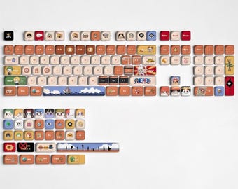 Protège-touches PBT anime pirate, profil MOA 137 touches, jeu de clavier mécanique à sublimation