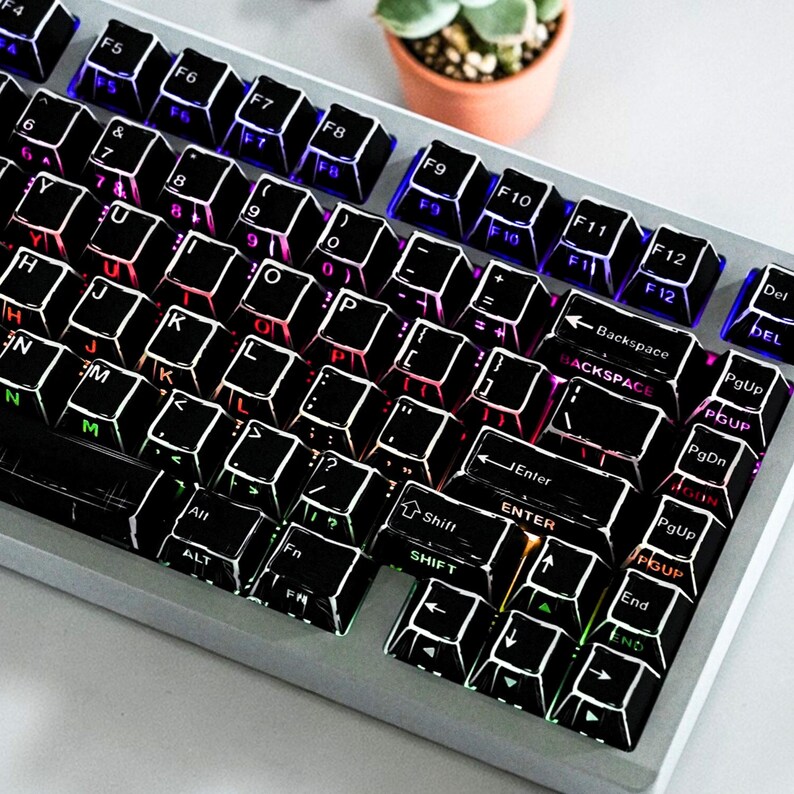 Black Comic Keycaps Side Print Keycaps Spanish Arabic French German ...