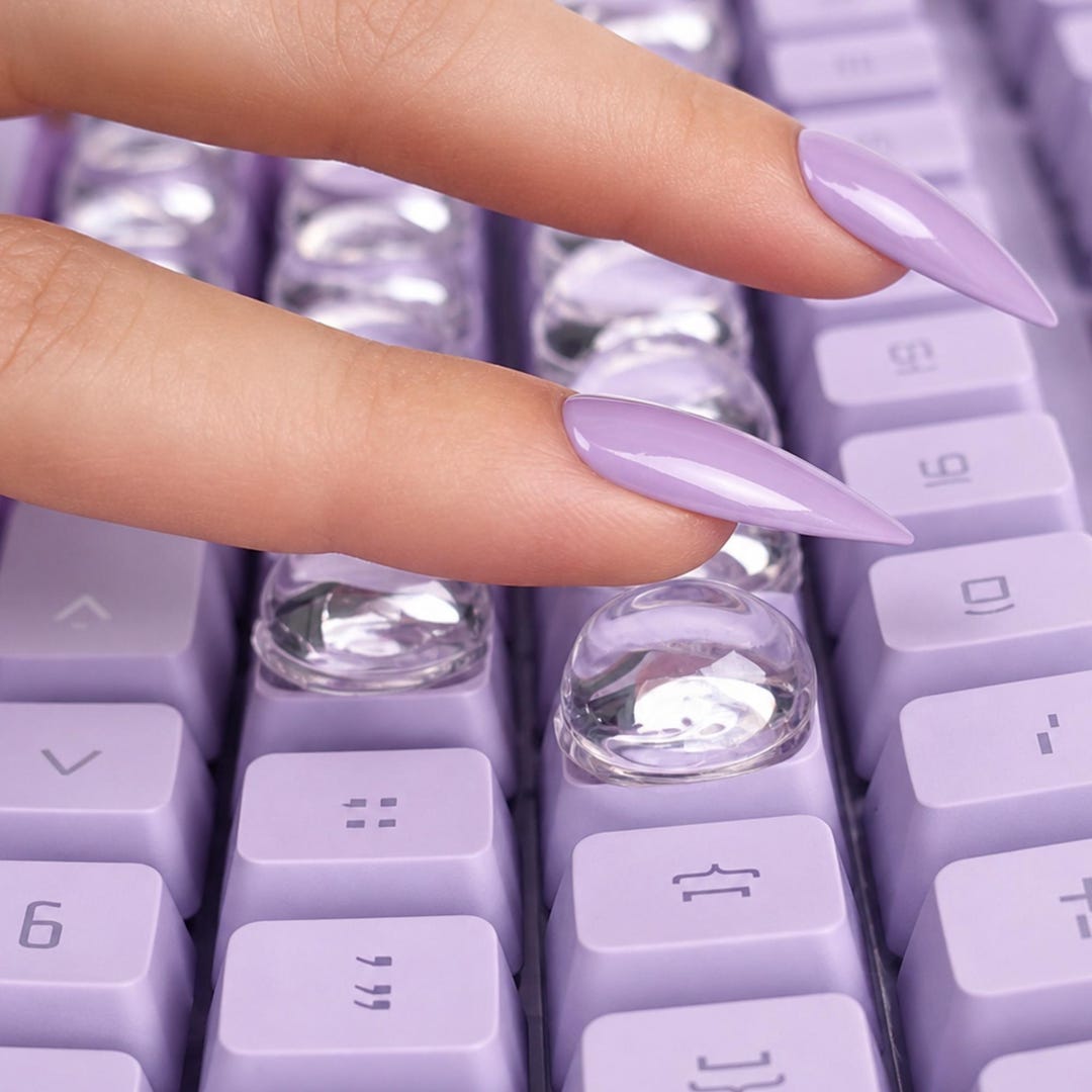 Long Nail Keyboard Stickers, Glass-like Manicure Protector, Typing ...