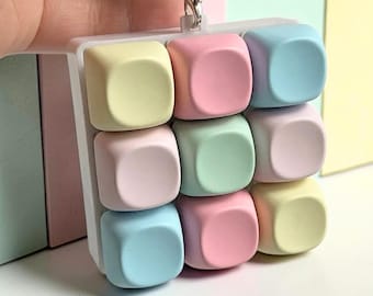 Brelok do kluczy Fidget Toy Keycap w pastelowych kolorach, gadżet na biurko łagodzący stres, 4 klawisze, 9 klawiszy