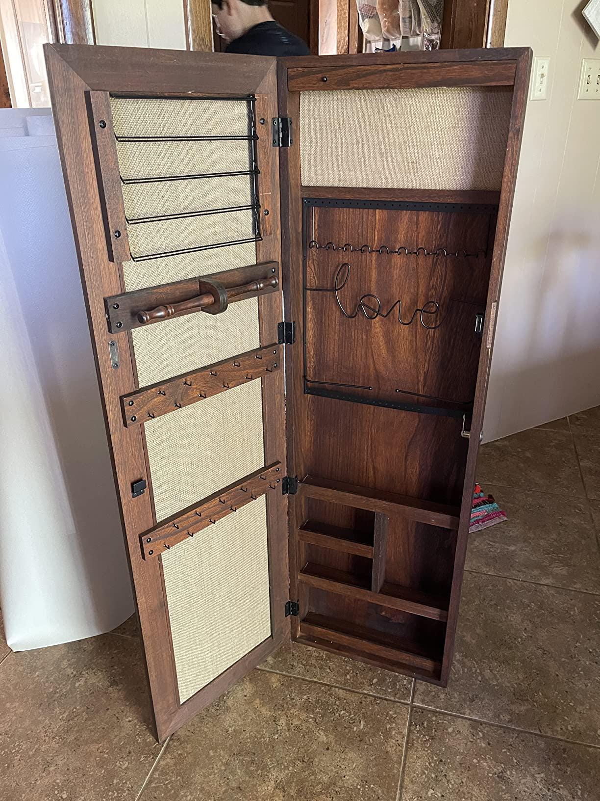 Solid Wood Jewelry Armoire Cabinet,jewelry Organizer With Full Length