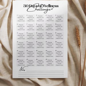 30-Day Wellness Challenge, Fitness Checklist, Habit Tracker, Printable Pdf