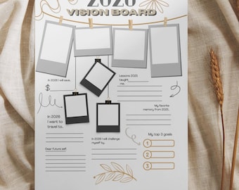 New Years Resolution Template, Vision Board, 2026 Goals (Printable Pdf) A4, A5, US Letter