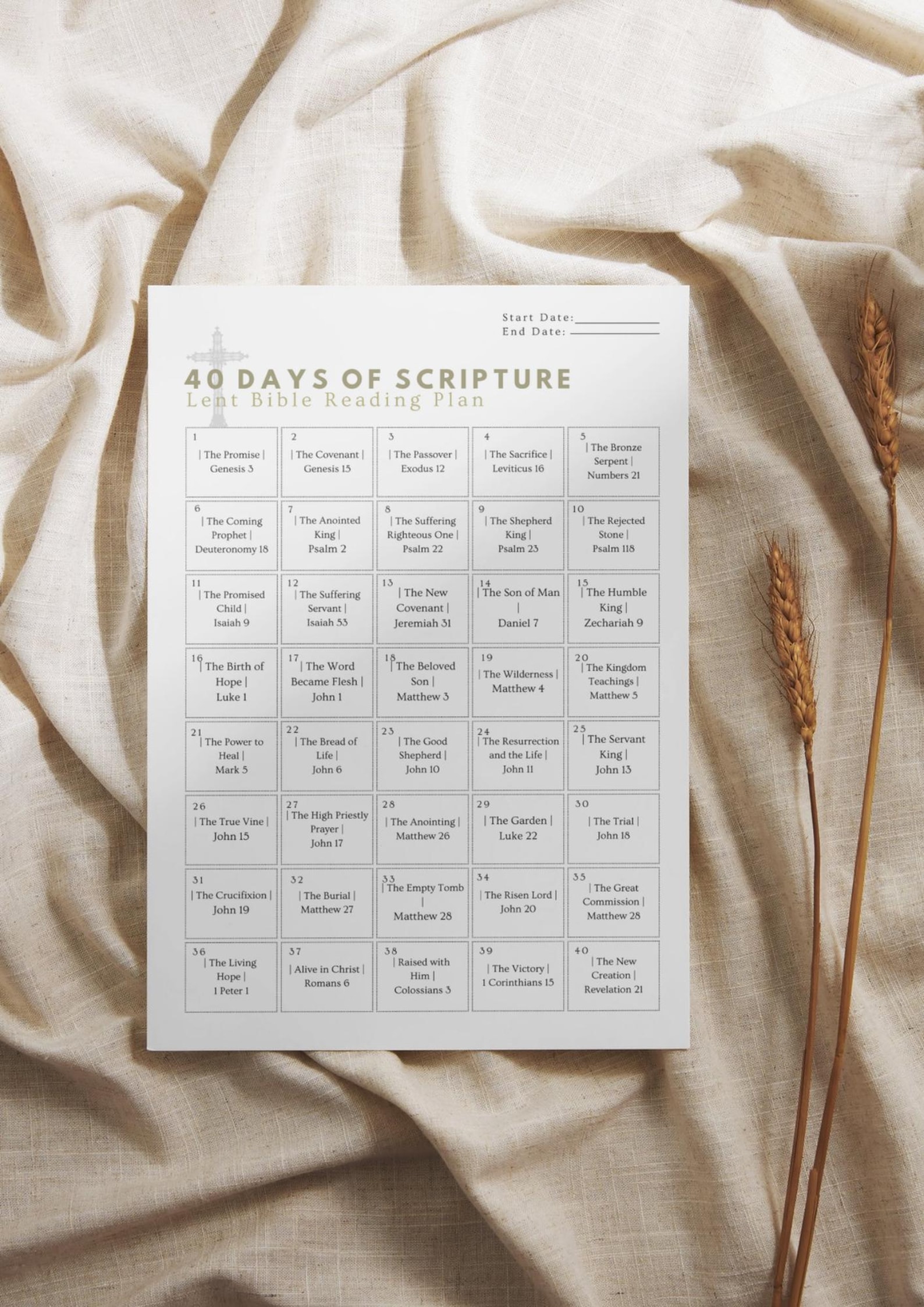 40-day Bible Reading Plan | Printable Lent to Easter Study Guide - Etsy