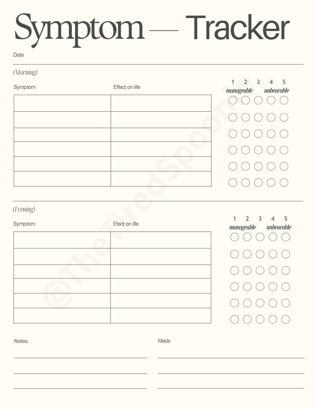 Chronic Illness Symptom Tracker Printable, Daily Health Log (PDF) Etsy