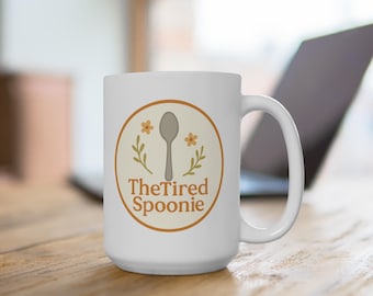 The Tired Spoonie mug | 15oz ceramic spoonie design, chronic illness awareness