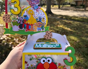 Adorno personalizado para pastel de Barrio Sésamo / Decoración de fiesta de cumpleaños de Elmo con agitador