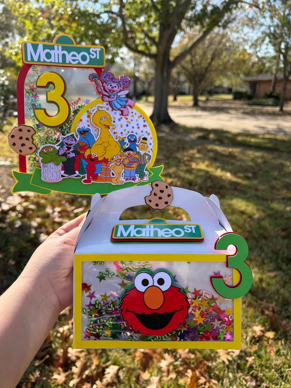 Custom Sesame Street Cake Topper | Elmo Birthday Party Shaker Decor