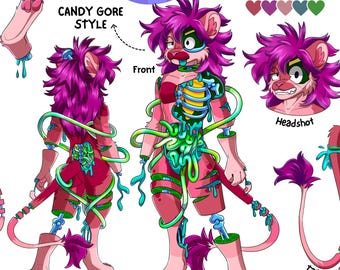 Foglio di riferimento per l'arte furry personalizzata / Progettazione di personaggi antropomorfi (commissione digitale)
