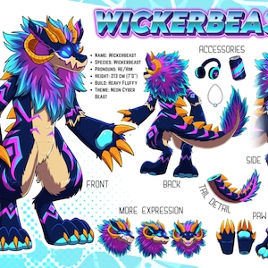 Hoja de referencia de fursona personalizada / Encargo de hoja de personaje furry / Hoja de referencia antropomórfica