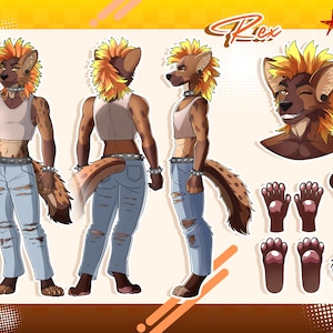 Hoja de referencia de arte furry personalizado / Diseño de personaje antropogénico (encargo digital)