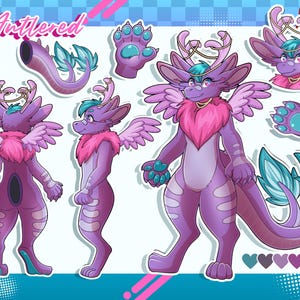 Hoja de referencia de arte furry personalizado / Diseño de personaje antropogénico (encargo digital)