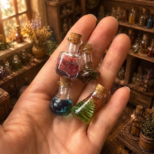 Boccette di pozioni da speziale in miniatura, barattolo da casa delle bambole da strega, minuscola fiala magica per incantesimi, confezione di elisir di Halloween