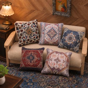 Miniatur-Kissen im türkischen Teppichstil (Maßstab 1:12), Boho-Orientalisches Kissen
