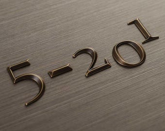 Custom Bronze Metal Address Numbers - Antique Style Apartment Signage