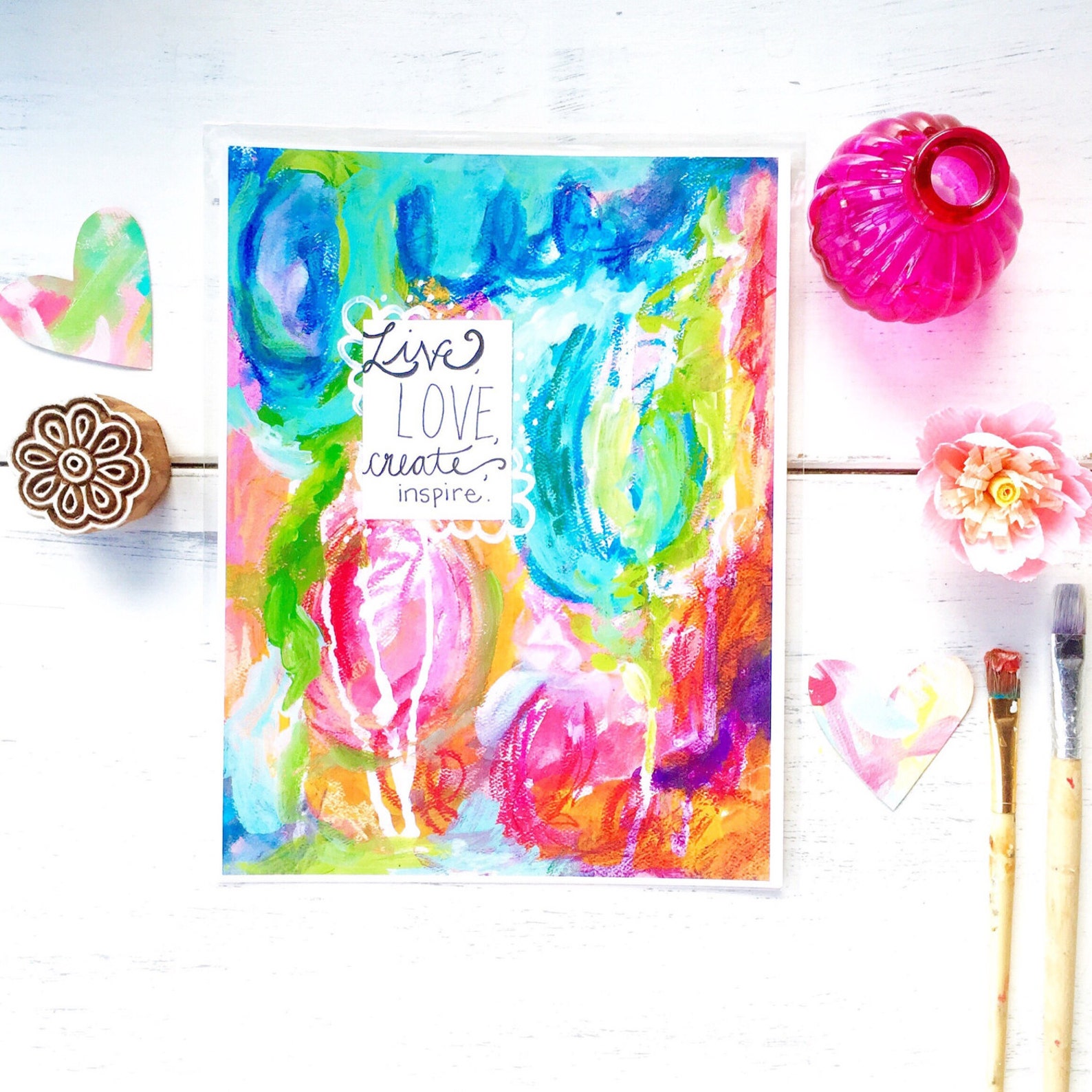 Mixed Media Paper Print live Love Create Etsy