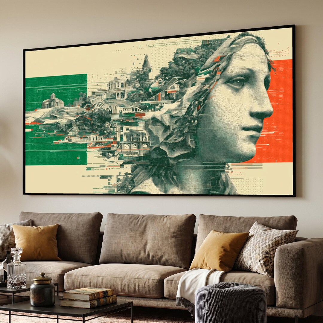 Italian Culture Digital Art Canvas, Renaissance Head Statue Wall Art ...