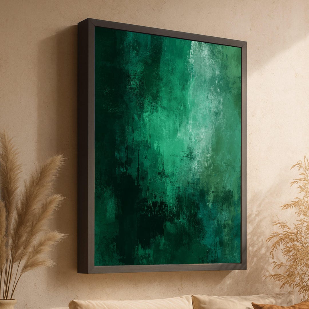 Deep Green Abstract Canvas, Modern Wall Art, Contemporary Home ...