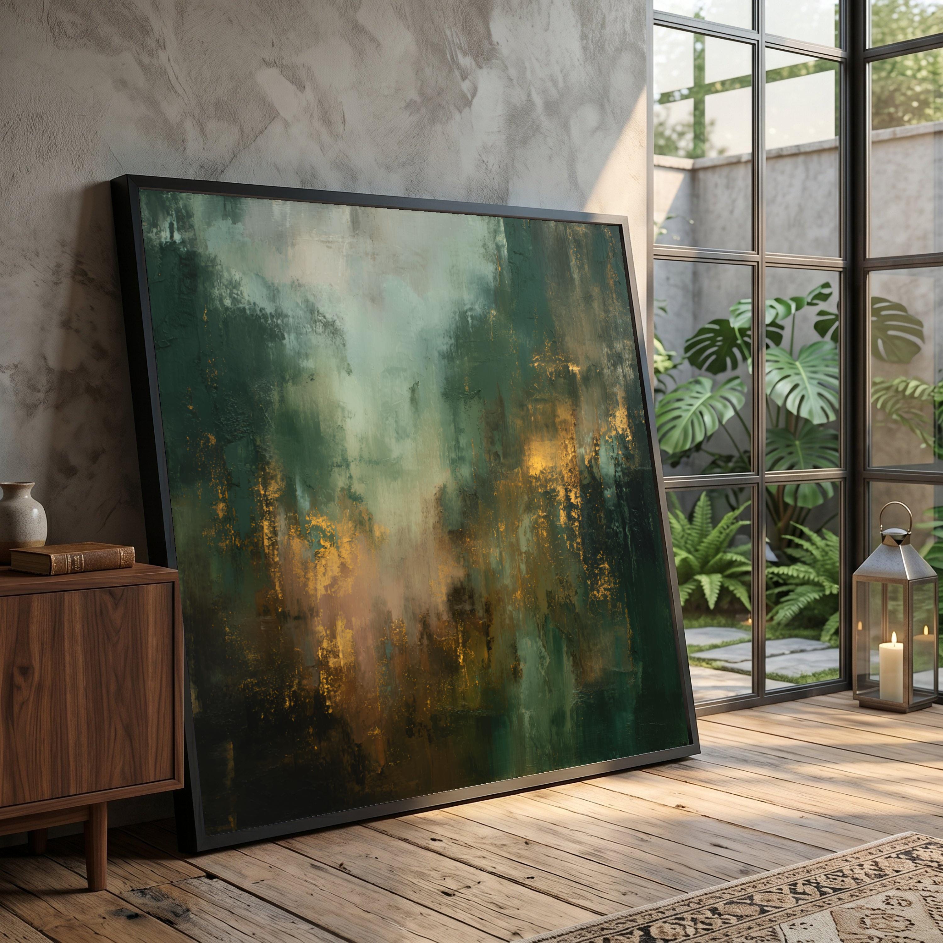 Green Landscape Painting Gold Frame - Etsy