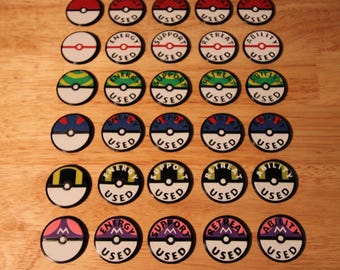 Customizable Pokémon Ability Tokens – Pokéball Themed (Set of 6)