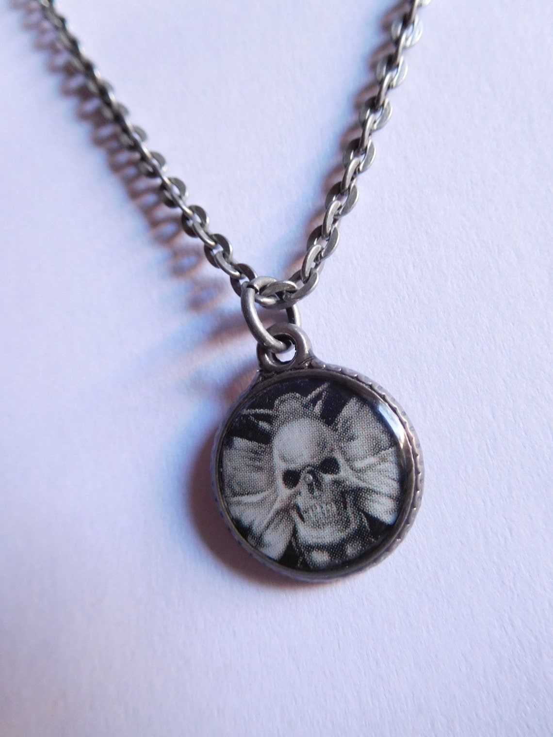 Collana Ciondolo Perline A Mano Punk Biker Scheletro Teschio - Foto 9