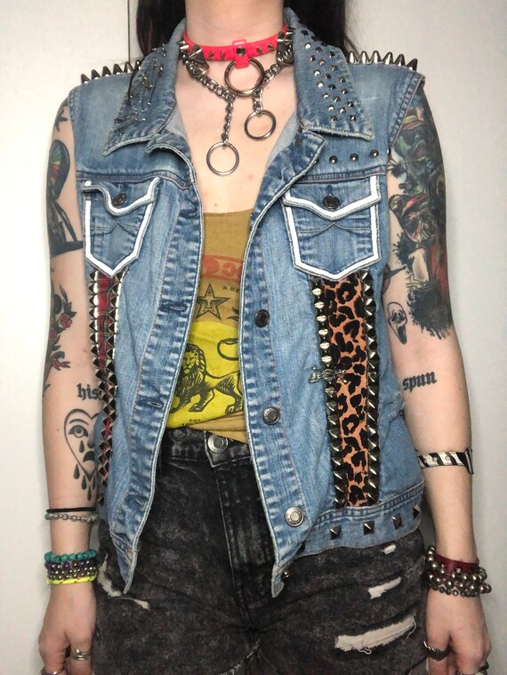 studded jean vest