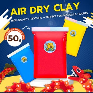 Lufttorkande lera 50 g (1,76 oz) - Modelleringsdeg, 12 färger, ultramjuk, giftfri hobbyutrustning