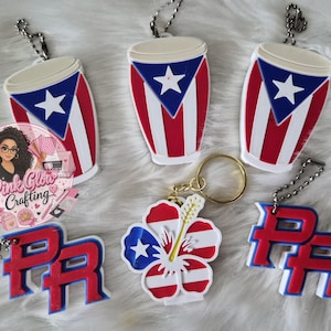 Puerto Rico Soda Can Opener Keychain Hibiscus Flag, Conga, & PR