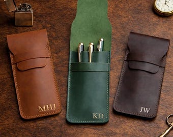 Estuche de piel personalizado hecho a mano para bolígrafos, portalápices de piel a medida, funda de piel para lápices y bolígrafos, estuche para estilográficas, bolsa de piel para bolígrafos