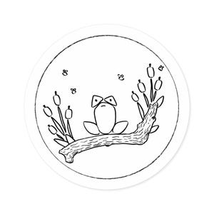 Sticker grenouilles et roseaux - Inspiré du dessin au trait en verre de mer - Inspiré de la nature