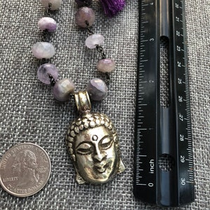 Amethyst stone Mala necklace tibetan buddha meditation yoga necklace