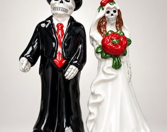 Juegos de salero y pimentero VTG de los años 70 a Y2K Día de Muertos Calaveras de azúcar pareja búhos de otoño colección o para usar ¡en excelente estado caprichoso!