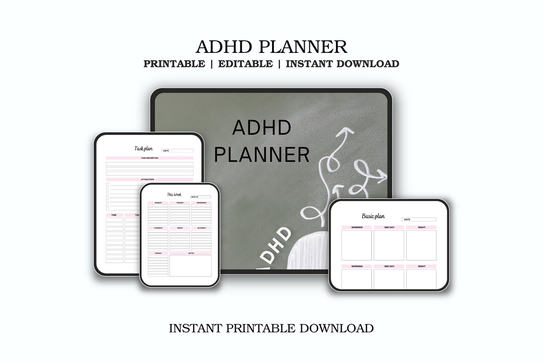 ADHD Planner Printable | Daily Productivity & Focus Organizer (digital ...